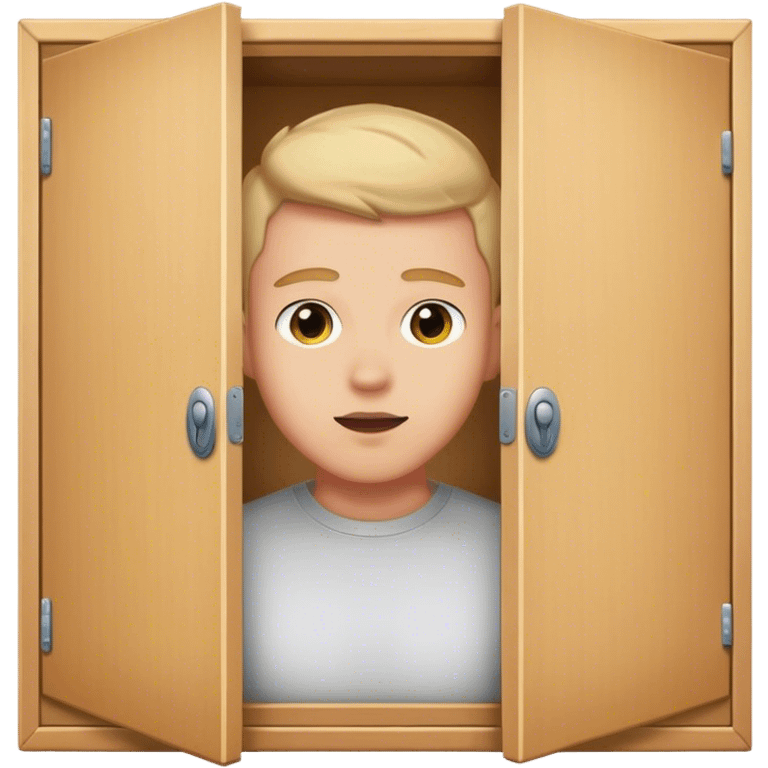 A gay man peeking out of a closet emoji