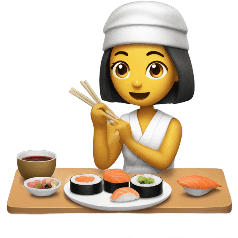 Chica comiendo sushi emoji