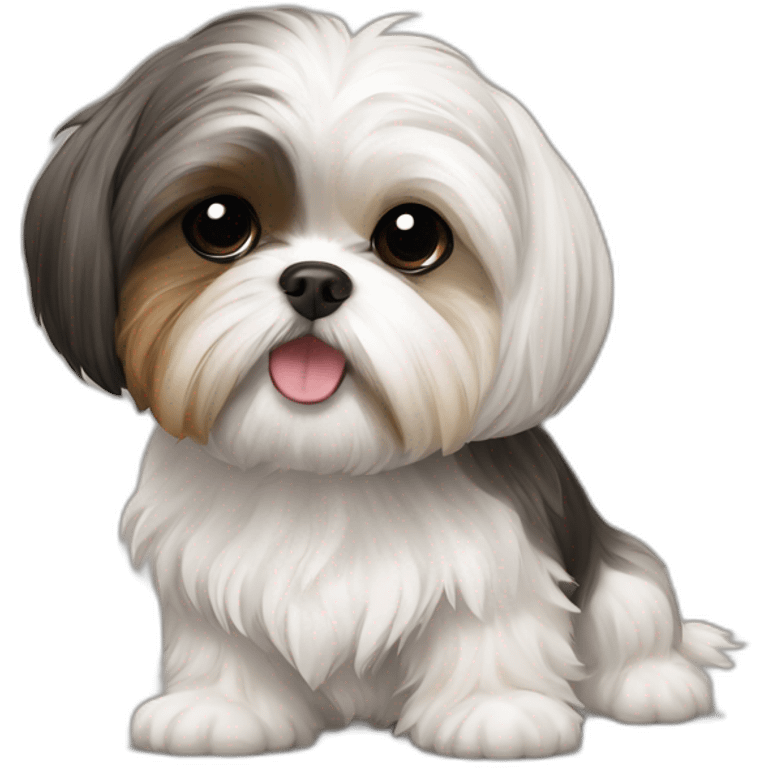 perro shih tzu; riendose, a carcajas emoji