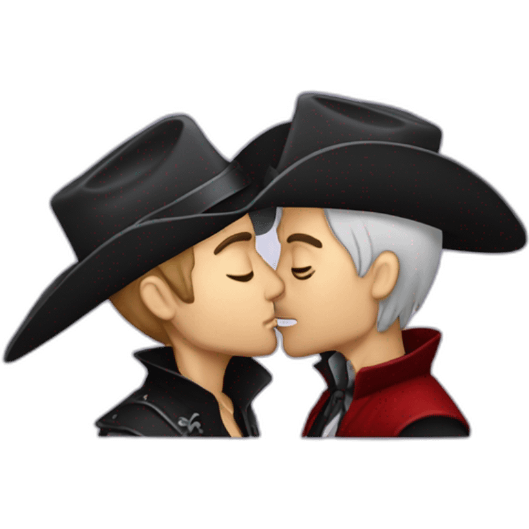 Very developed Cowboy kissing male vampire emoji