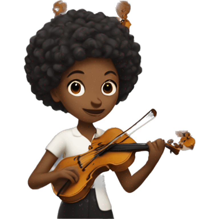 Black woman playing the smallest violin emoji