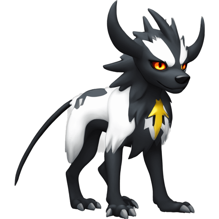 Cool Edgy Absol-Houndoom-Luxray Fakémon Digimon with Edgy markings, full body, outlined emoji