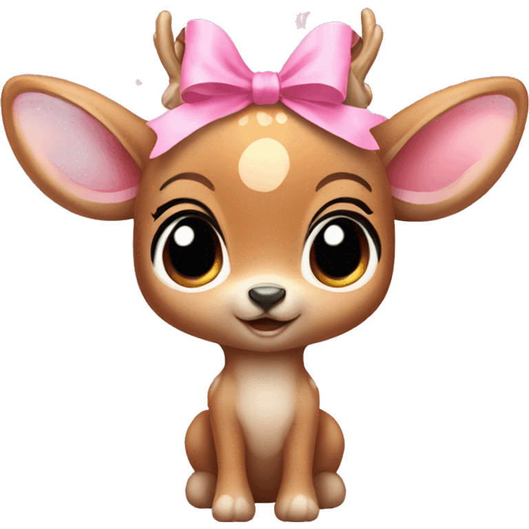 baby deer with fairy wings and a pink bow around its neck  emoji