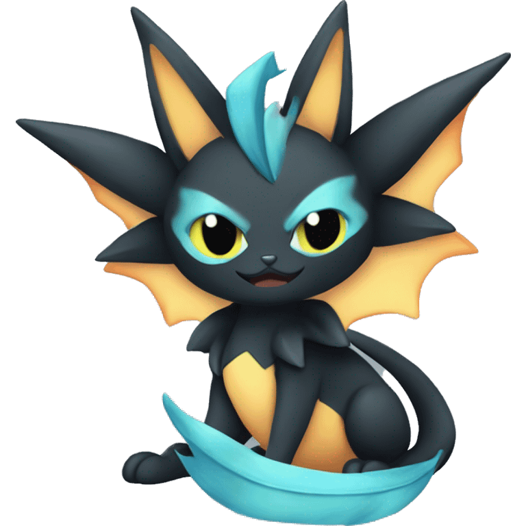 Black Edgy Ethereal Vaporeon-Litten-Torracat full body emoji