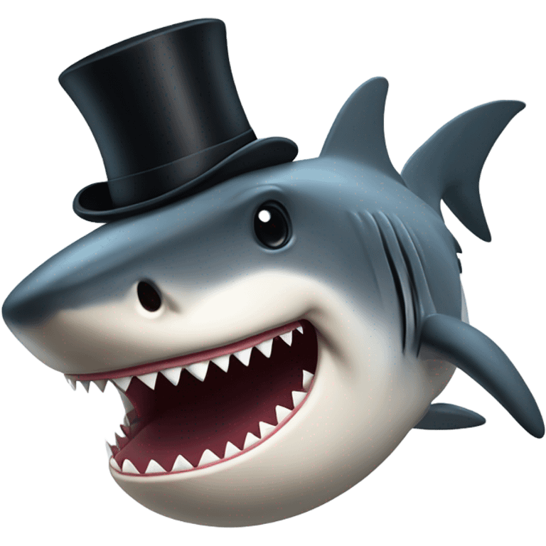 Shark with a top hat emoji