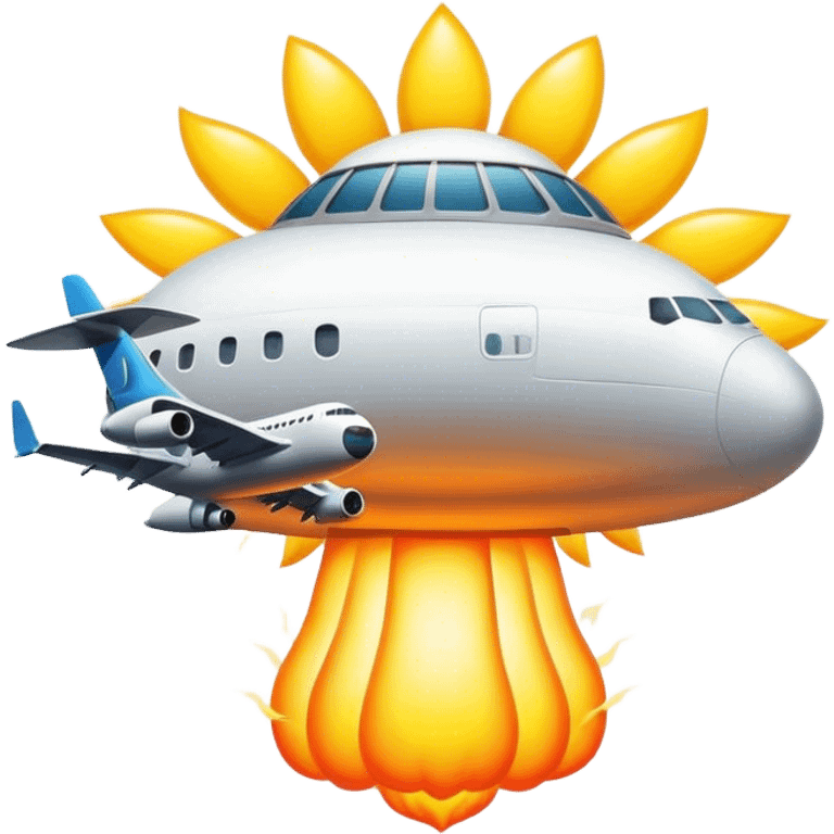 Nuclear mushroom cloud with sun and an airplane  emoji