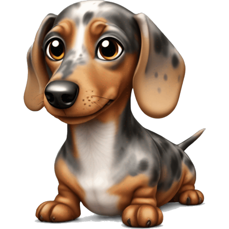 dapple dachshund with stains being cute  emoji