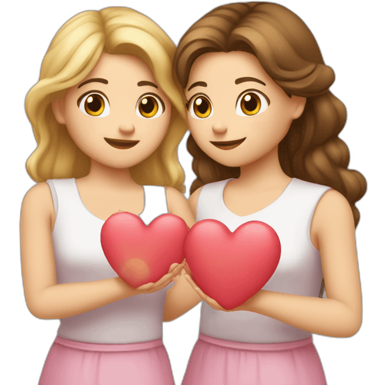 Deux filles qui fond des coeur avec ses mains emoji