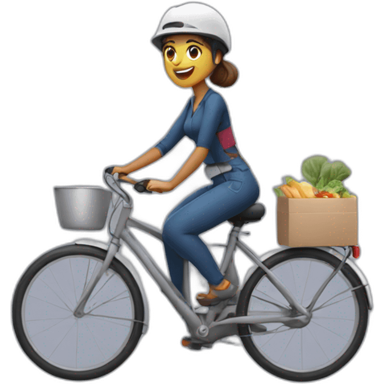 meal delivery woman on bicycle emoji