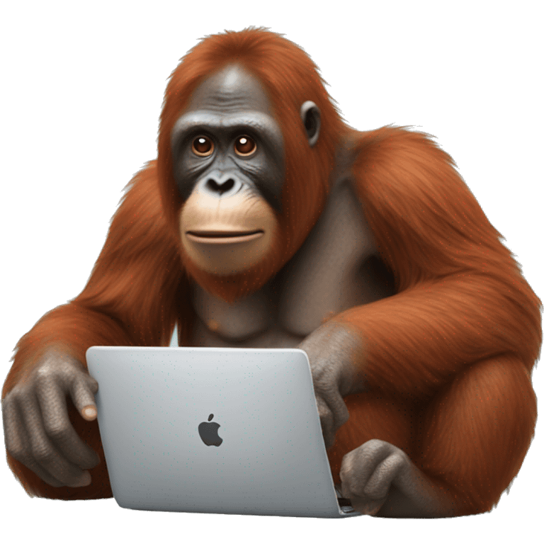 orangutang ape typing on pc emoji