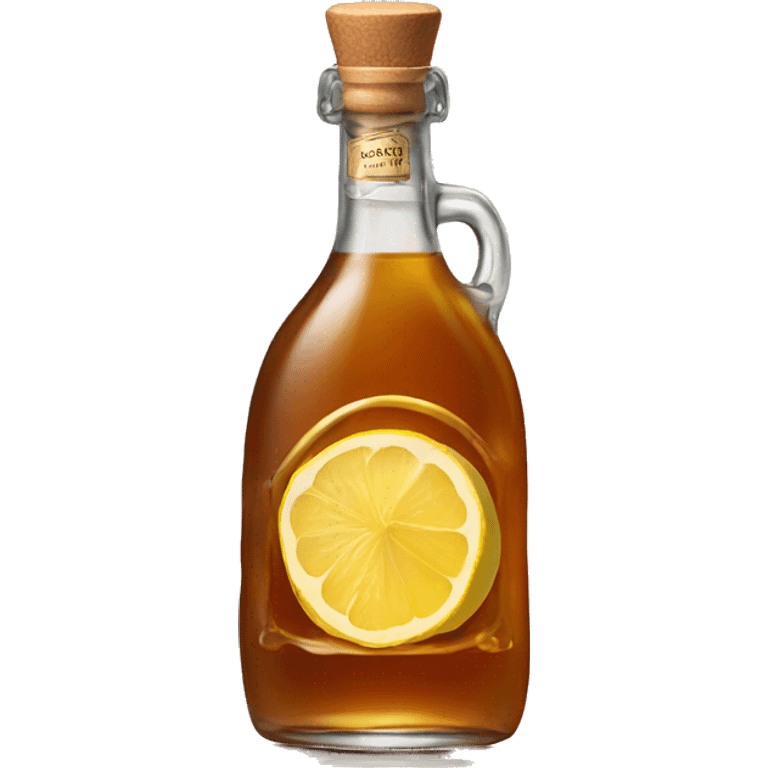 Bourbon bottle with ginger, Lemon and Honey emoji