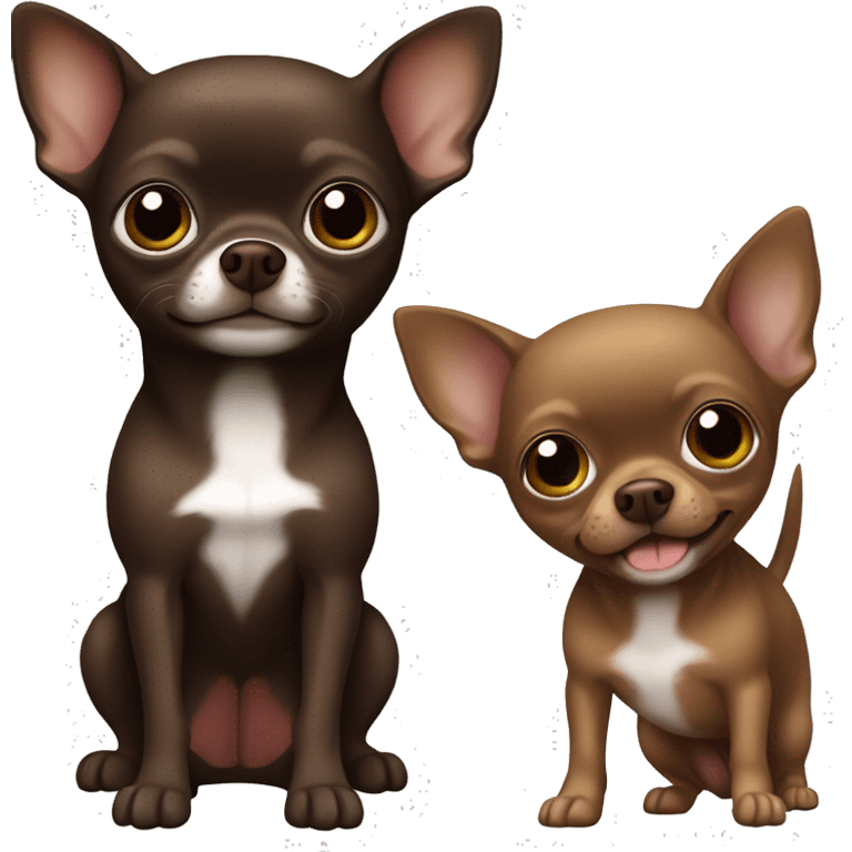 Dark brown Chihuahua and one half-down ear emoji