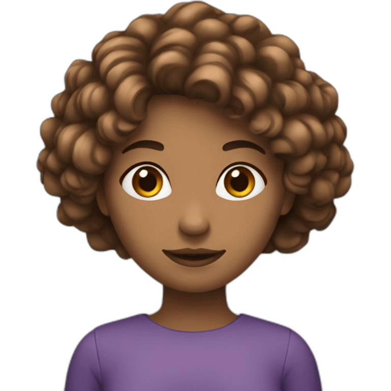 Femme avec les cheveux long brun avec les yeux bleus emoji