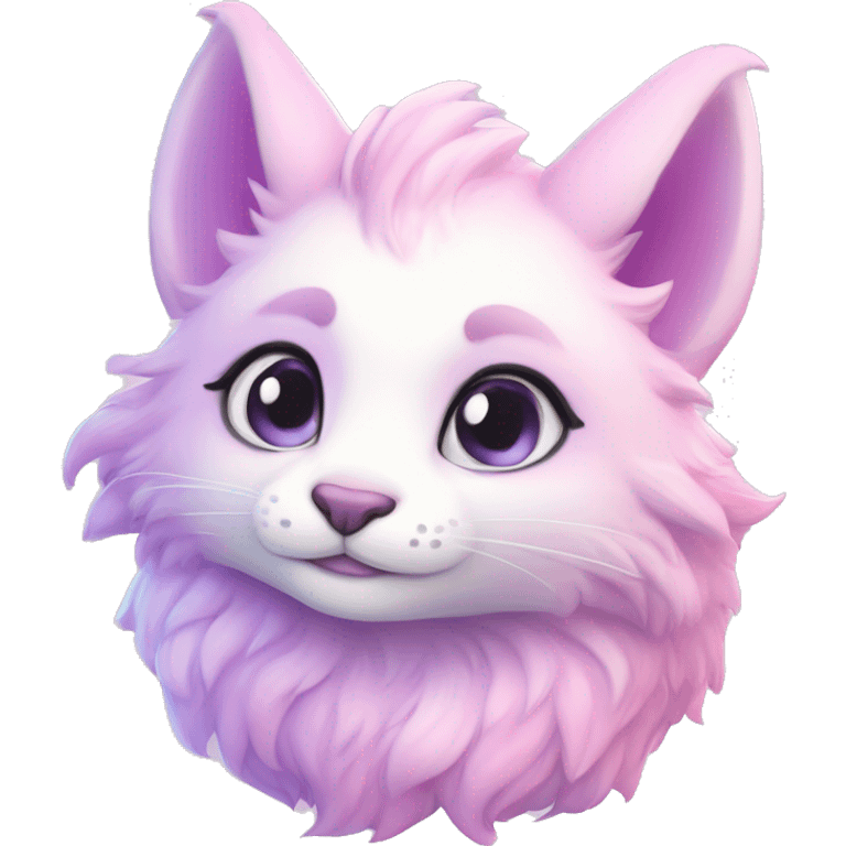 Kawaii colorful bright light pastel lilac-pink-white-gradient fantasy ethereal anthro fursona animal creature emoji