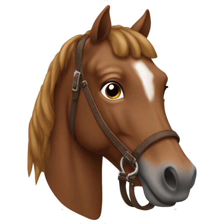 Brown horse with brown leather saddle emoji