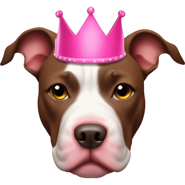 Pit bull with pink crown and brown around one of its eyes emoji