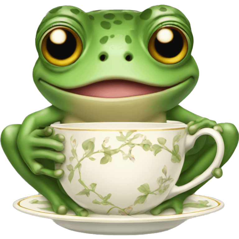 frog holding a teacup emoji