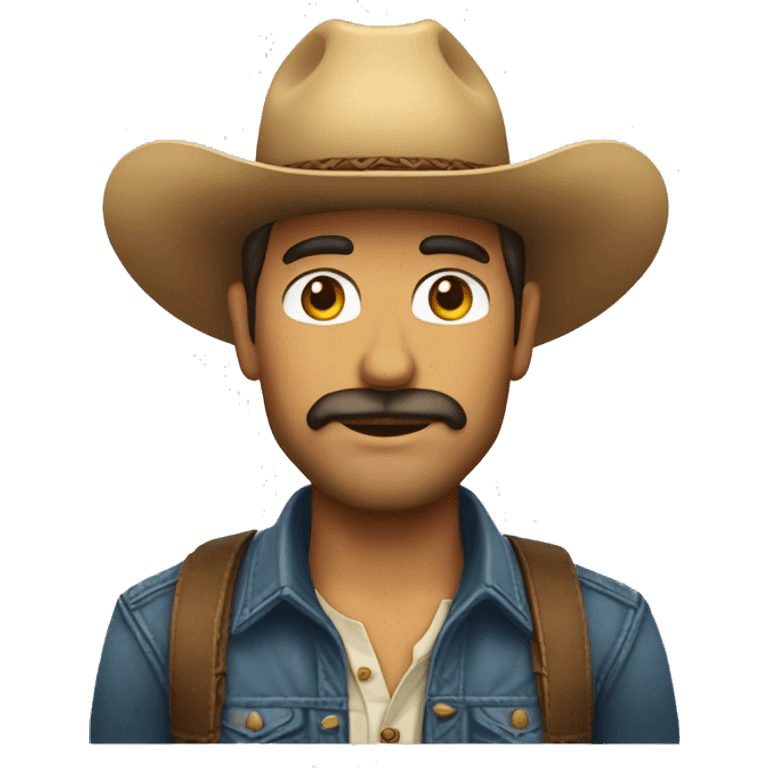 Hombre con sombrero vaquero, sin bigote con cara delgada emoji