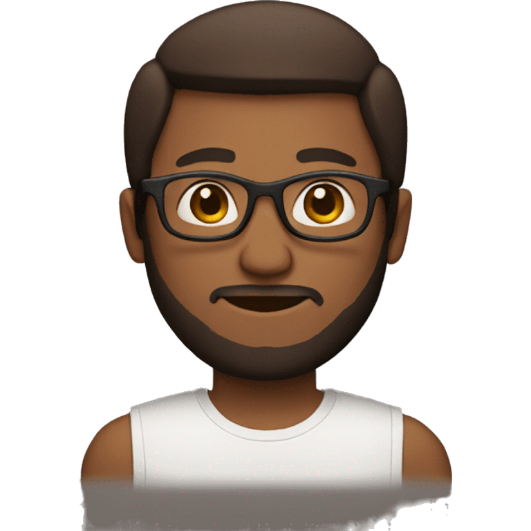  guy with straight hair and beard. Brown skin tone and glasses  emoji