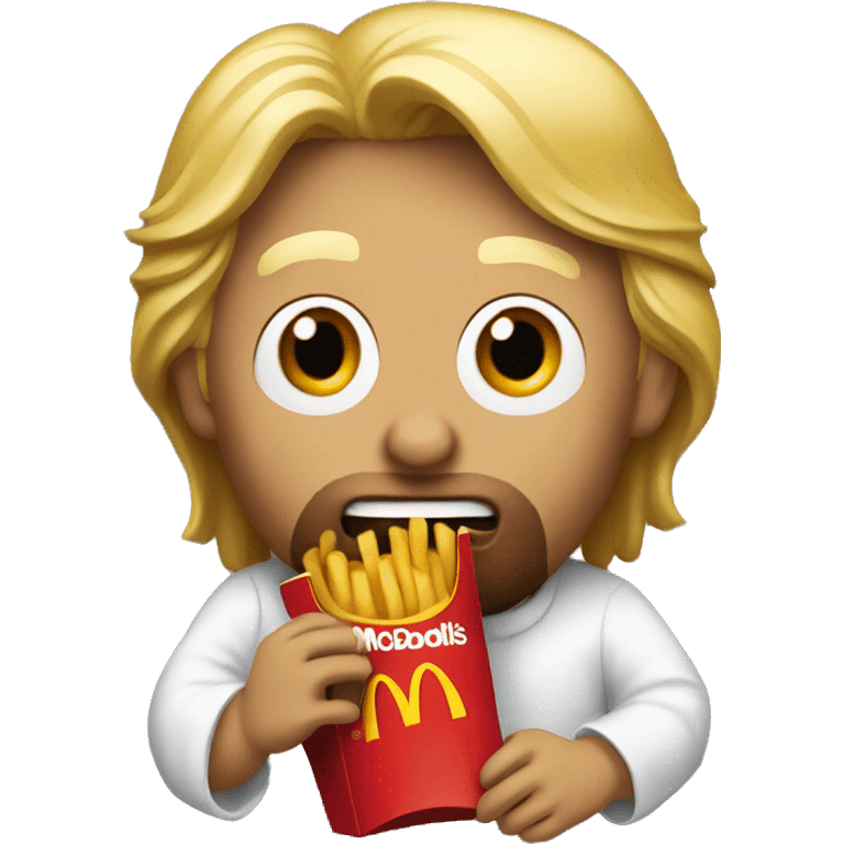 Donald trump eating McDonalds with Jesus emoji