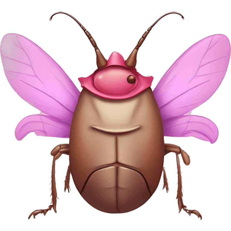 Cockroach with wings and a pink crown on with makeup￼ emoji