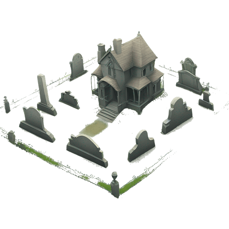 Large overgrown Haunting graveyard field at Victorian mansion emoji