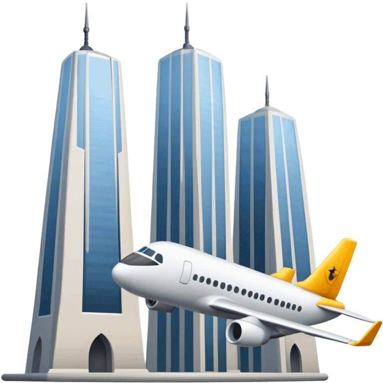 A plane about to hit two towers emoji