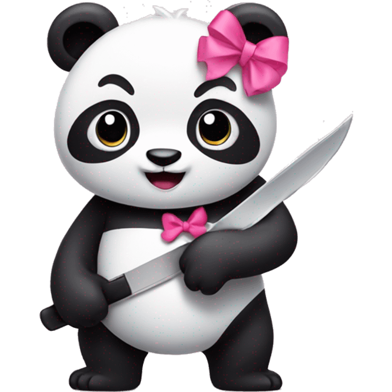 Panda with pink bow and knife emoji