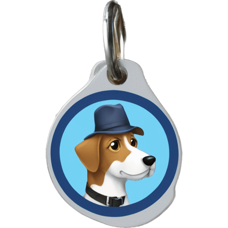 Dog collar tag that with word “spit” emoji