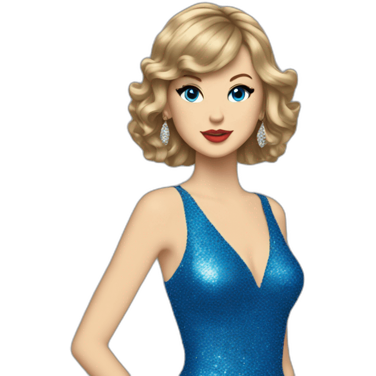 Taylor Swift in a glittery blue dress. emoji