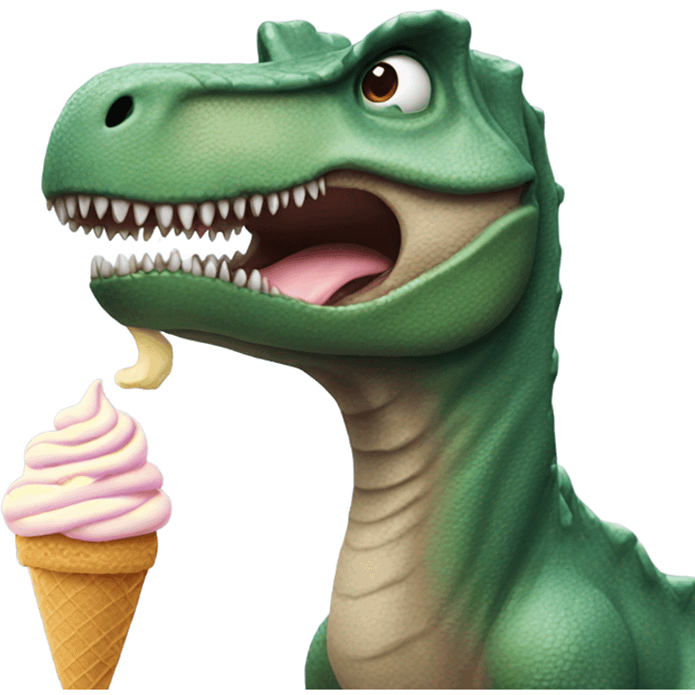 Dinosaur eating ice cream emoji