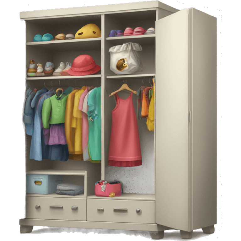 wardrobe with children's things emoji