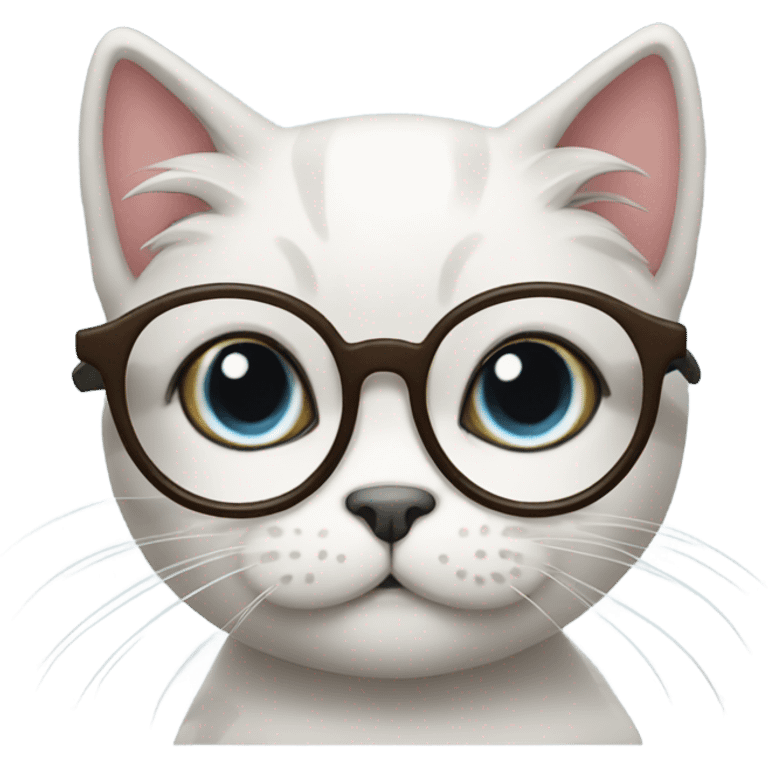 Cute cat with bangs and glasses emoji