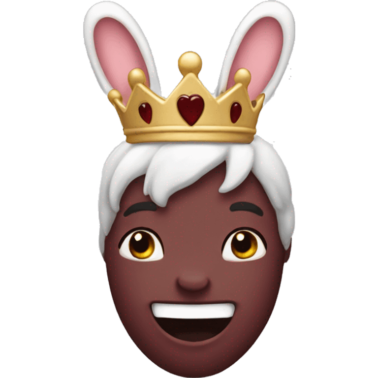 Crème bunny with crown. Burgundy heart emoji