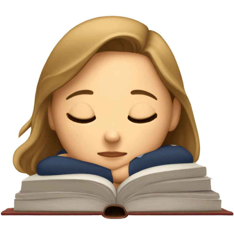 female student in uniform sleeping on book emoji