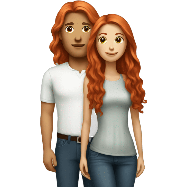 Red haired couple woman with long hair emoji