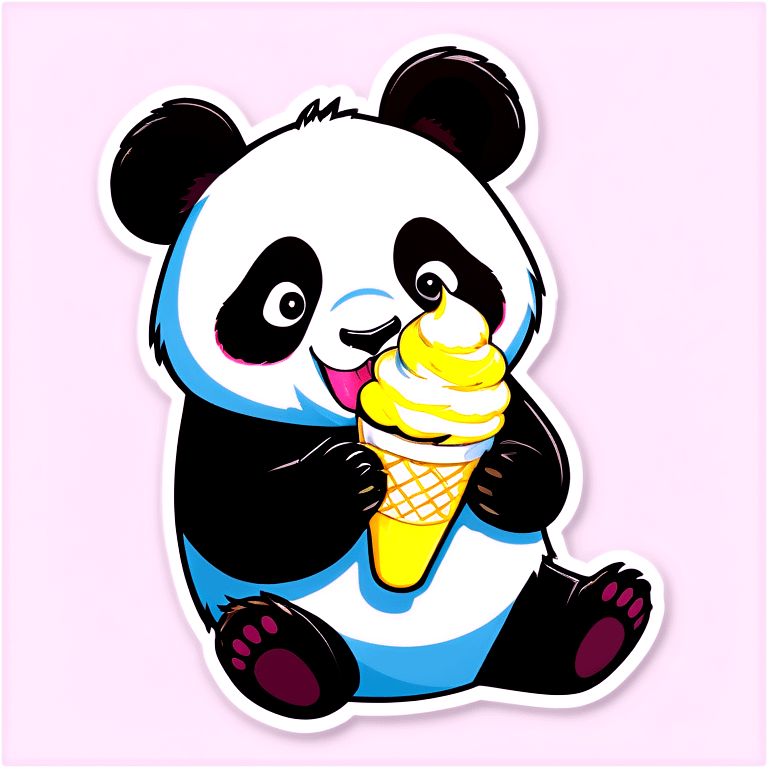 Panda eating ice cream emoji