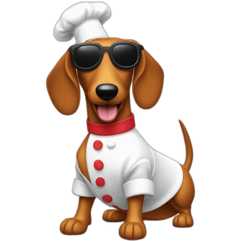 wiener dog chef hat sunglasses and a bone emoji