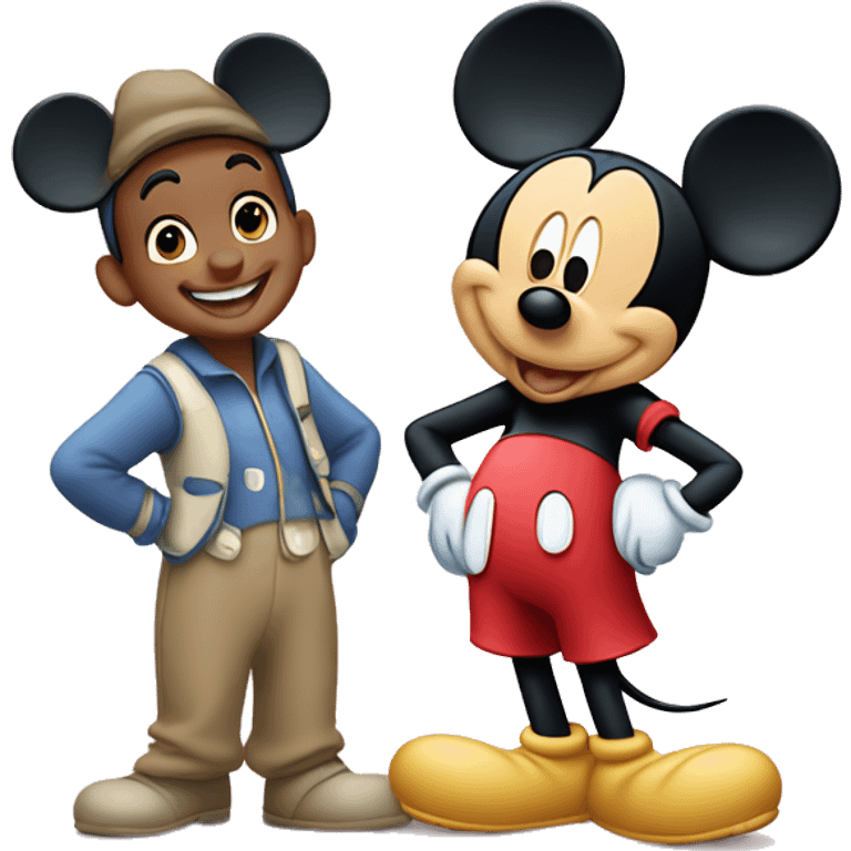 mickey mouse and mini mouse in the disney land emoji