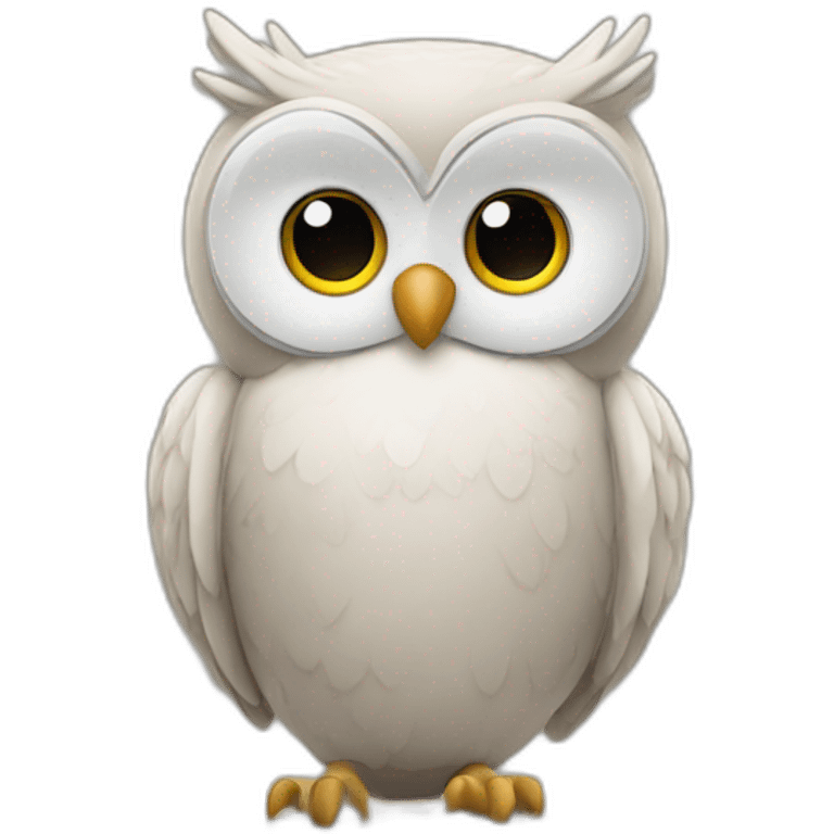 owl standing in front of a computer emoji