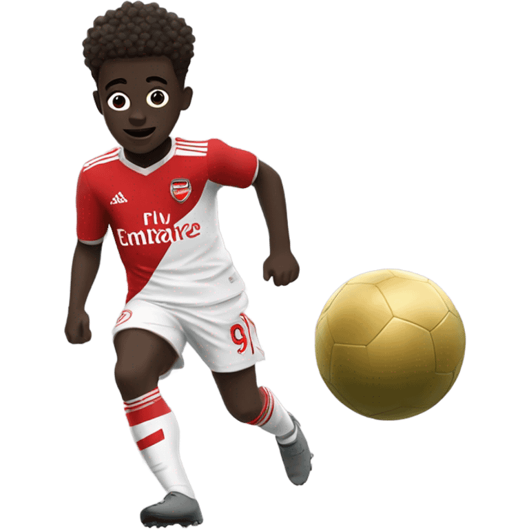 Cute, dribbling Bukayo Saka with arsenal uniform emoji