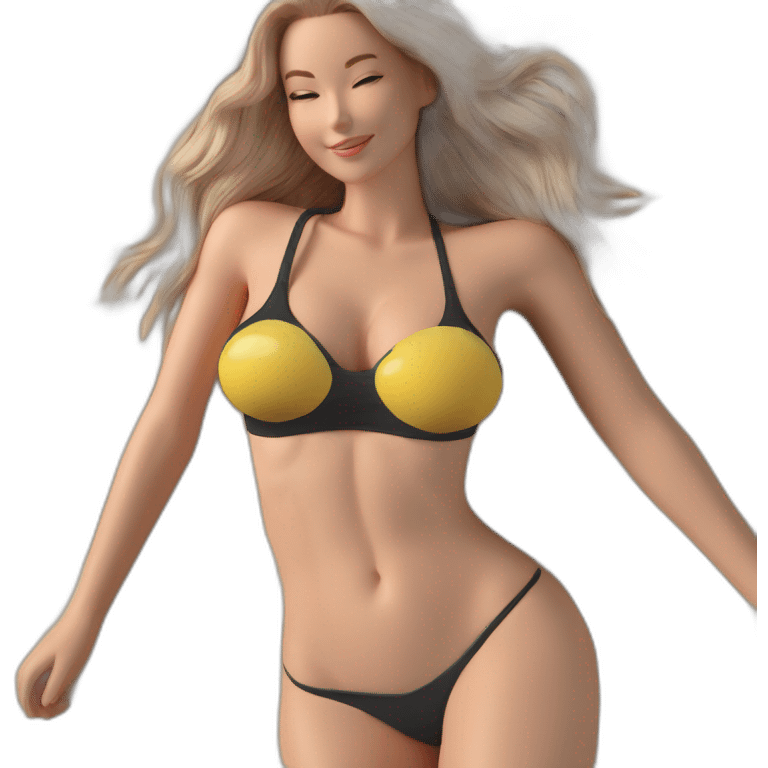 Sexy pose soft-fit Caucasian woman bikini (beach body) bed emoji