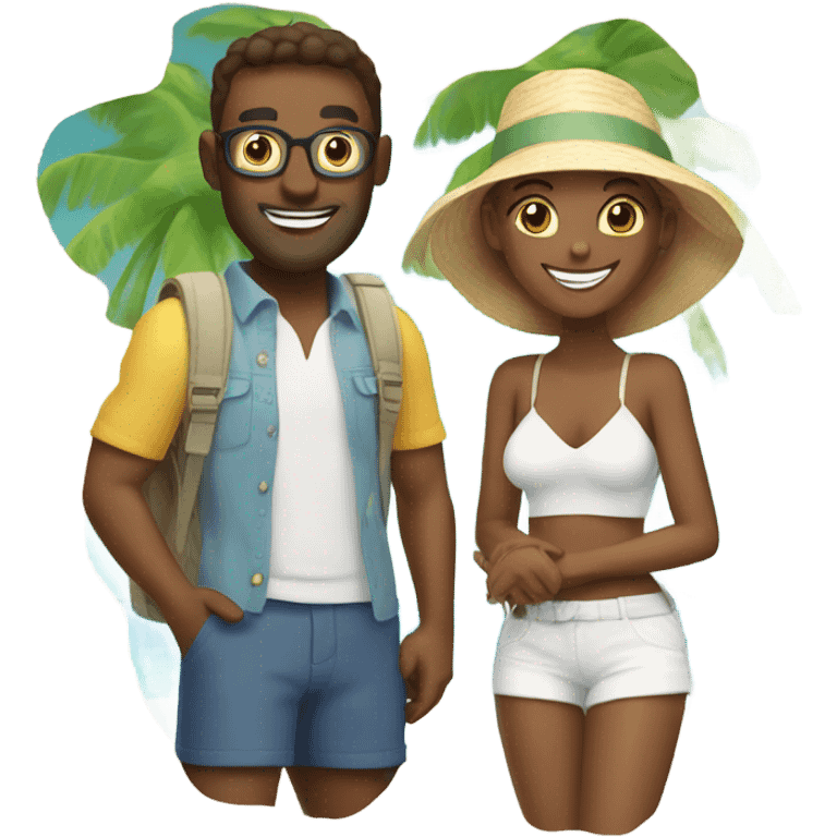 happy couple on vacation emoji