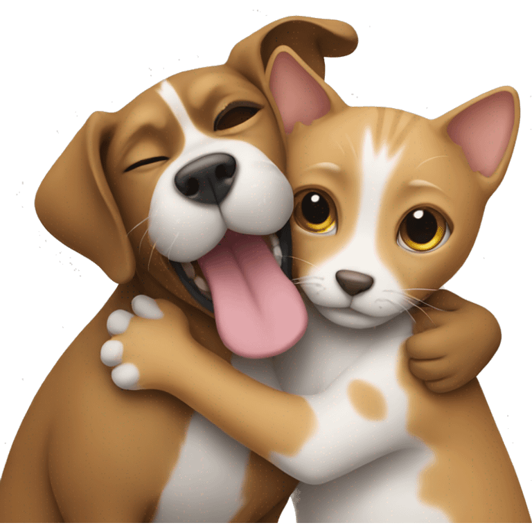 Dog and cat hugging emoji