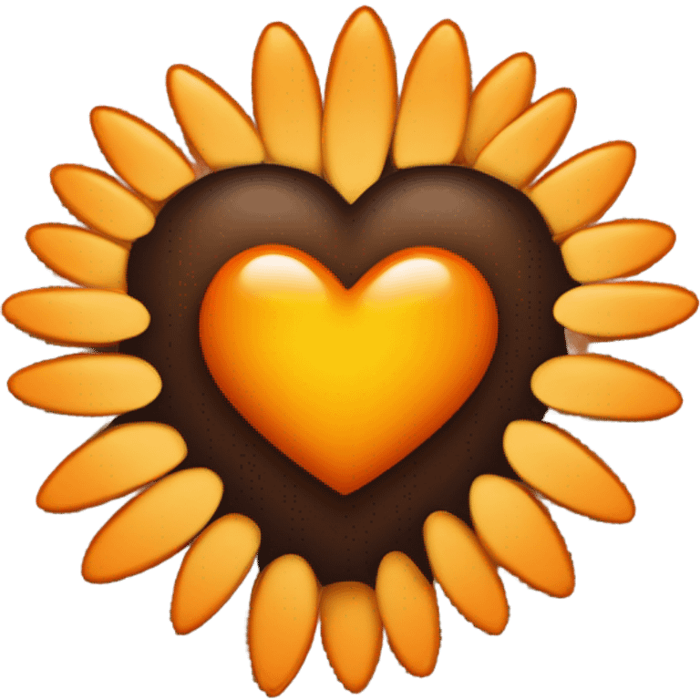 Corazón naranja con girasol emoji