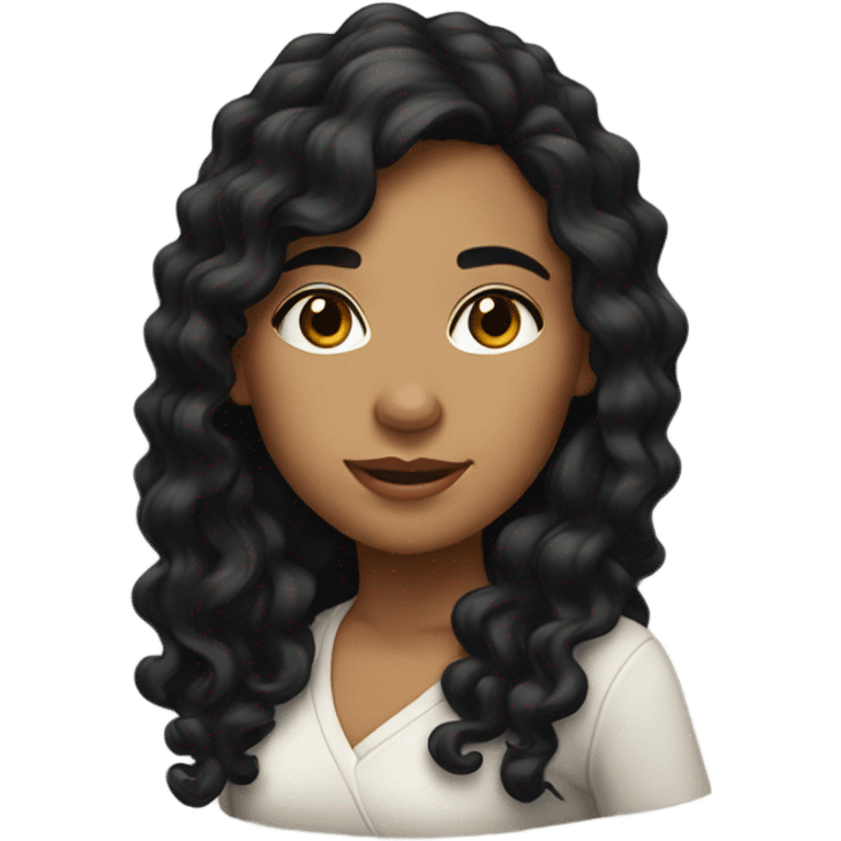 Latina girl with long curly black hair  emoji