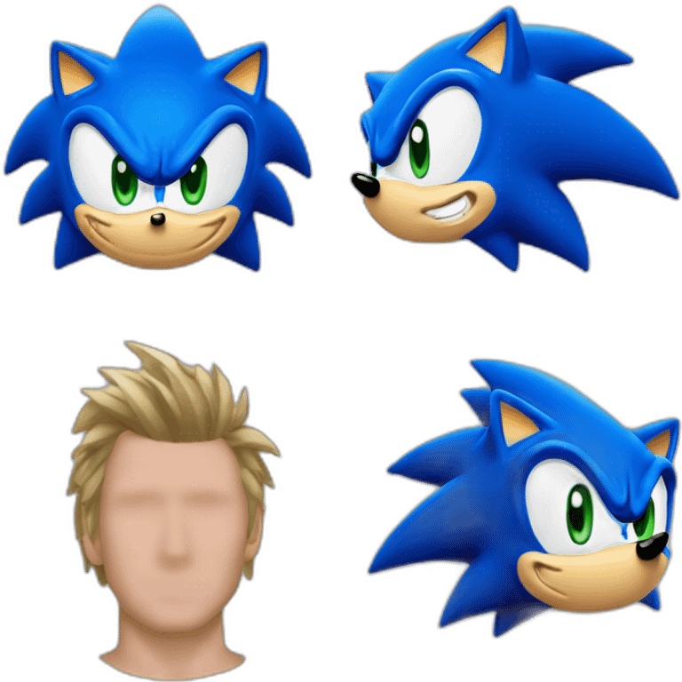 Draw me a Sonic head that's a lighter blue than the original and is looking straight ahead emoji