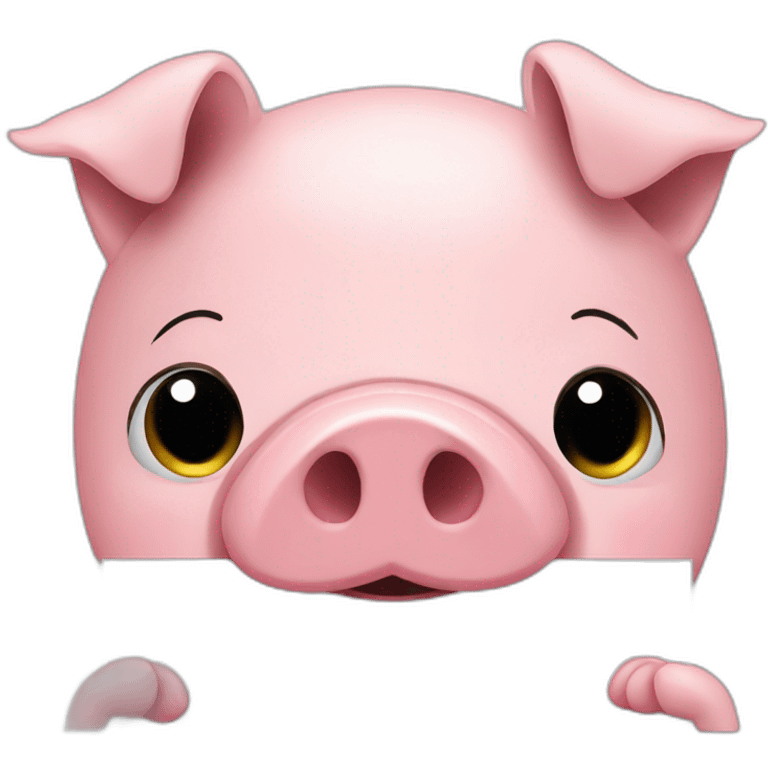 pig holding sign under head emoji