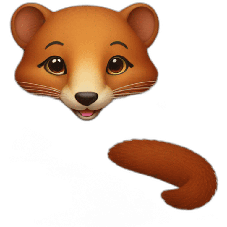 red cheerful smiling mongoose in bed emoji