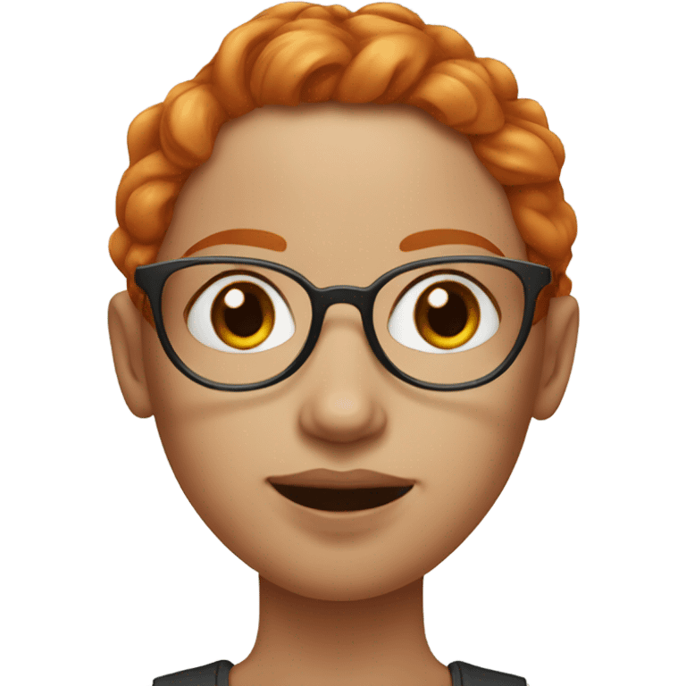 ginger woman with hazel eyes, glasses, septum, and eyebrow piercing and freckles emoji